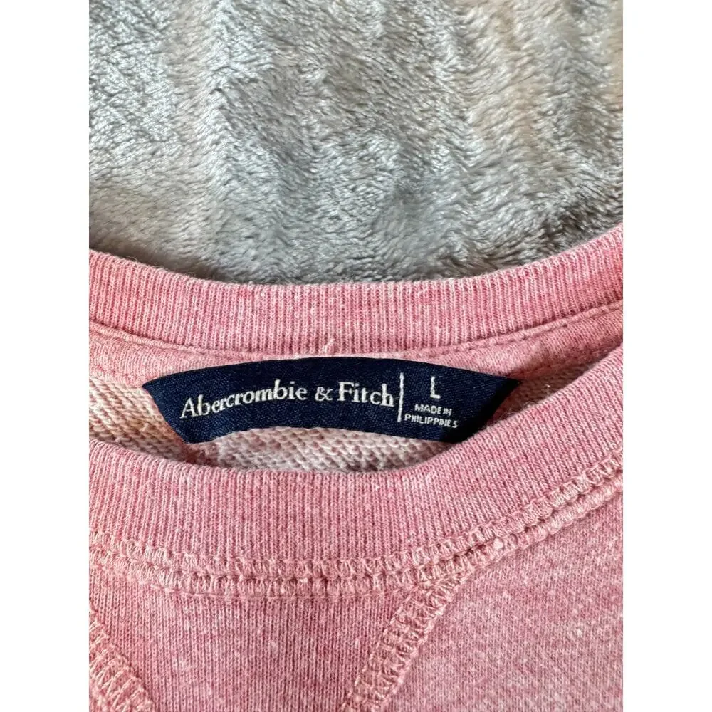 Abercrombie & Fitch Sweatshirt Womens Large Pink Cropped New York Patch Pullover